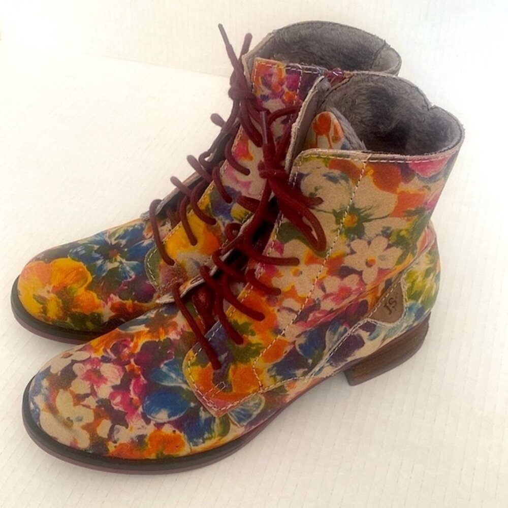 JOSEF SEIBEL Floral leather Multicolor Women's  Boots Size 38
